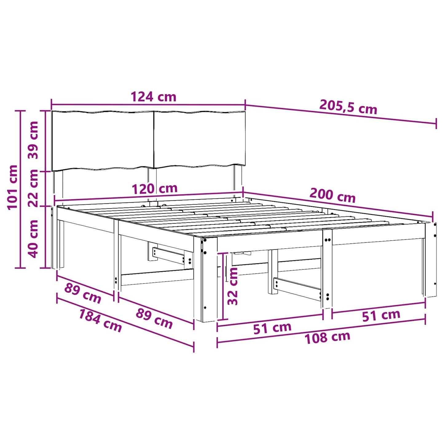 Double Bed Frame with Headboard ROSTOCK Dark Brown 120 x 200 cm