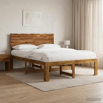 Double Bed Frame with Headboard ROSTOCK Natural 120 x 200 cm