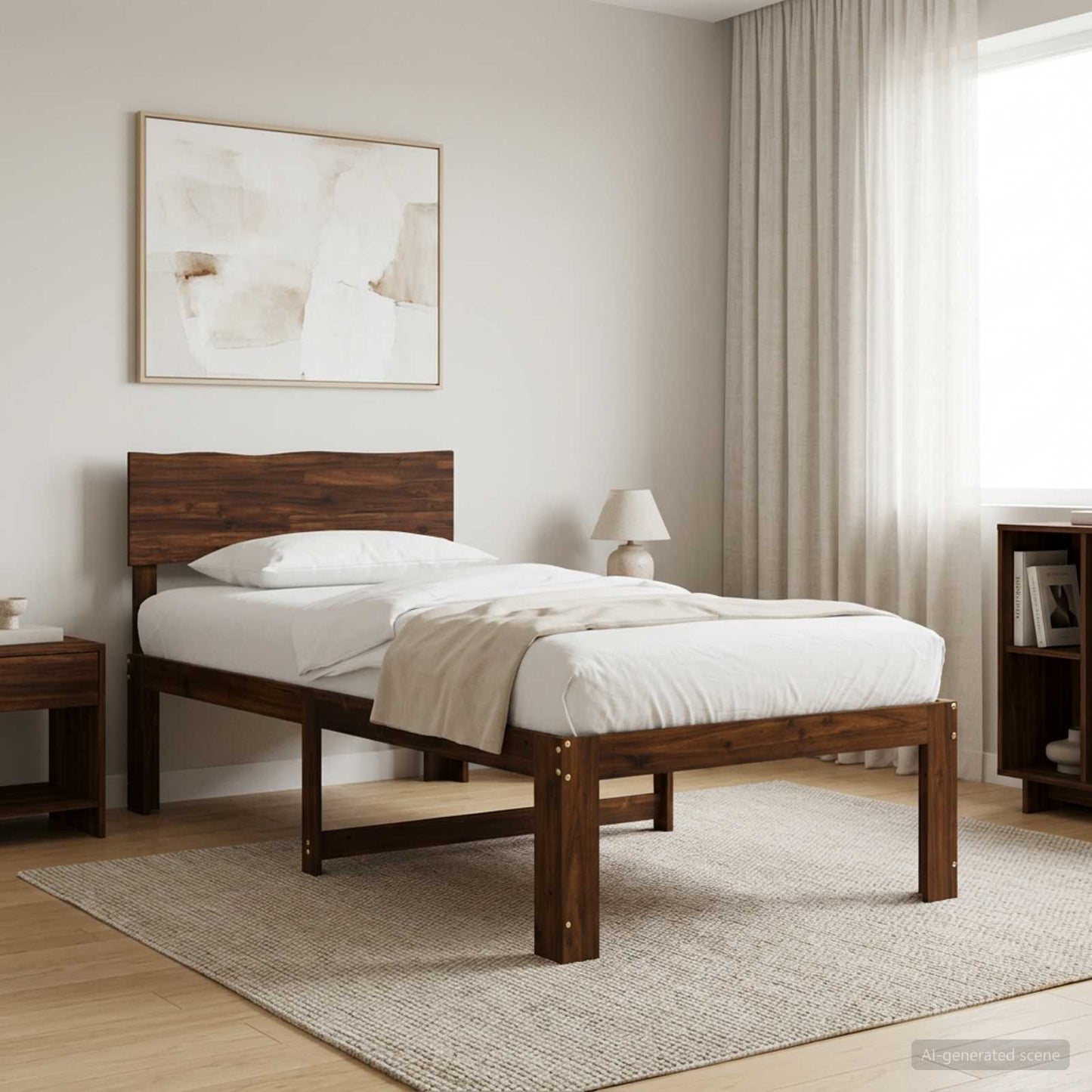 Single Bed Frame with Headboard ROSTOCK Dark Brown 75 x 190 cm