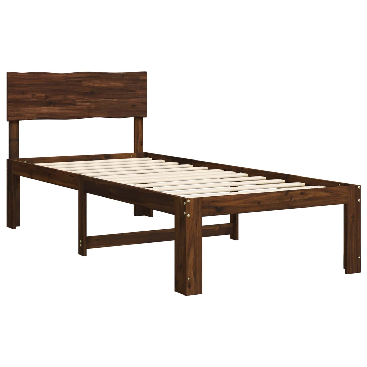 Single Bed Frame with Headboard ROSTOCK Dark Brown 75 x 190 cm