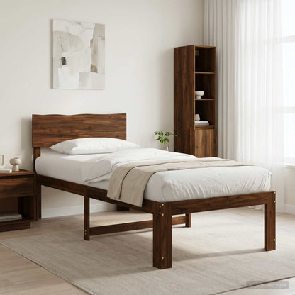 Single Bed Frame with Headboard ROSTOCK Dark Brown 90 x 190 cm