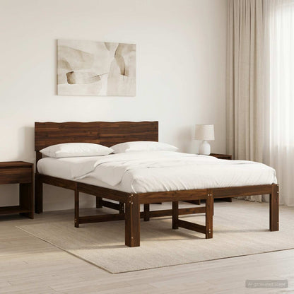 Double Bed Frame with Headboard ROSTOCK Dark Brown 120 x 190 cm