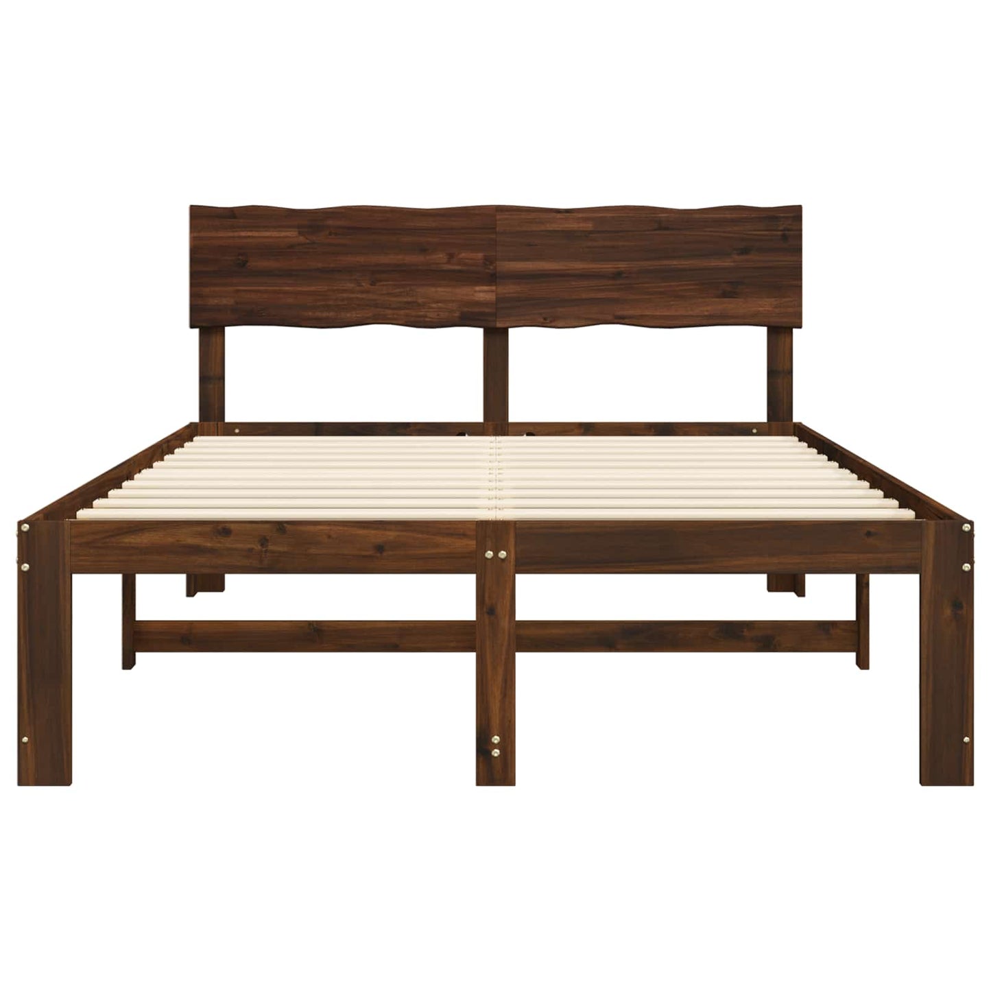 Double Bed Frame with Headboard ROSTOCK Dark Brown 120 x 190 cm