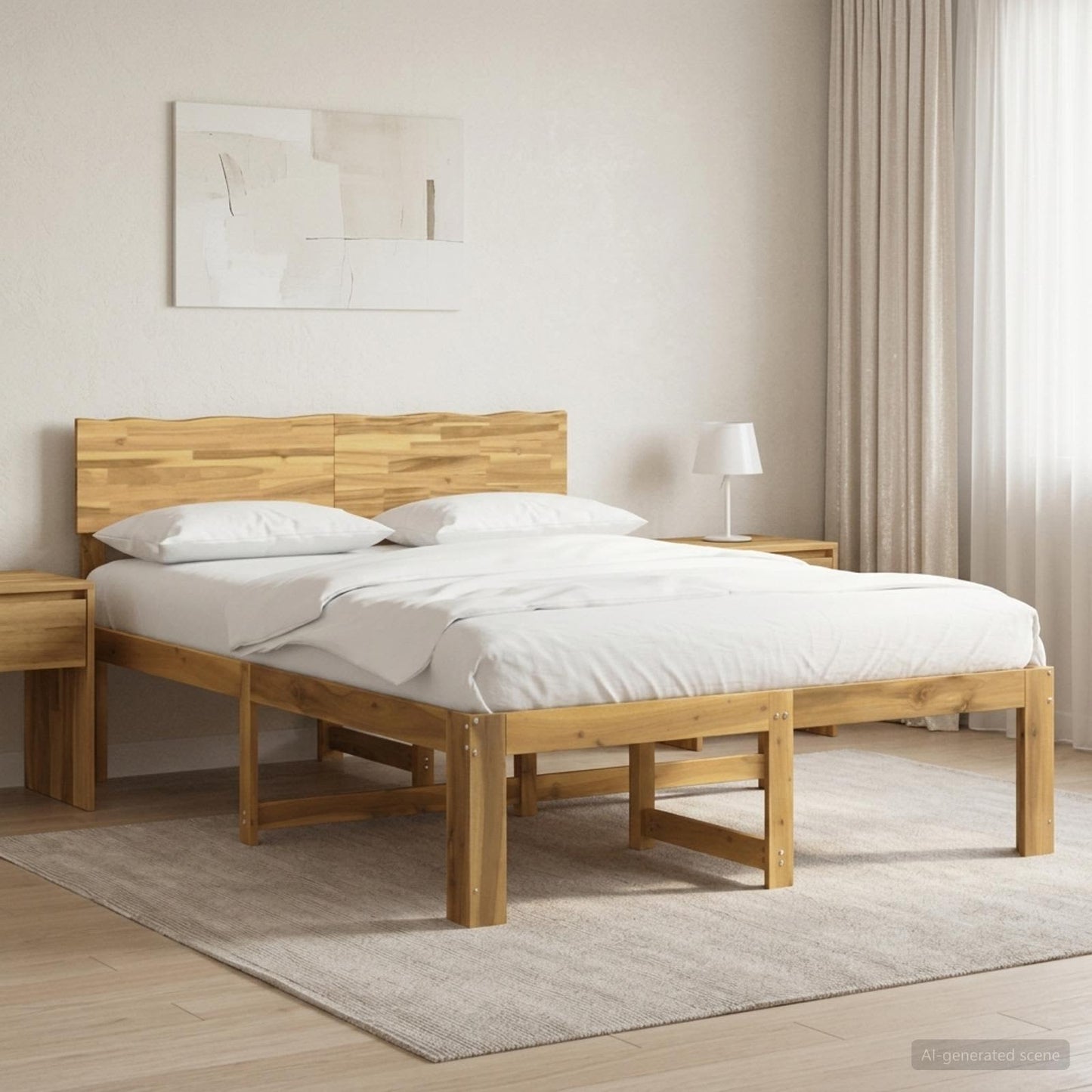 Double Bed Frame with Headboard ROSTOCK White 120 x 190 cm