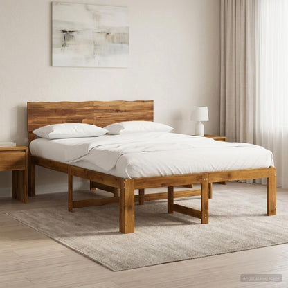 Double Bed Frame with Headboard ROSTOCK Natural 140 x 190 cm