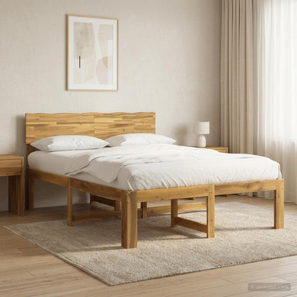 Double Bed Frame with Headboard ROSTOCK White 140 x 190 cm