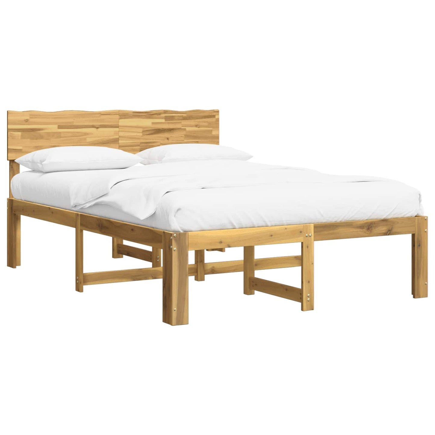 Double Bed Frame with Headboard ROSTOCK White 140 x 190 cm