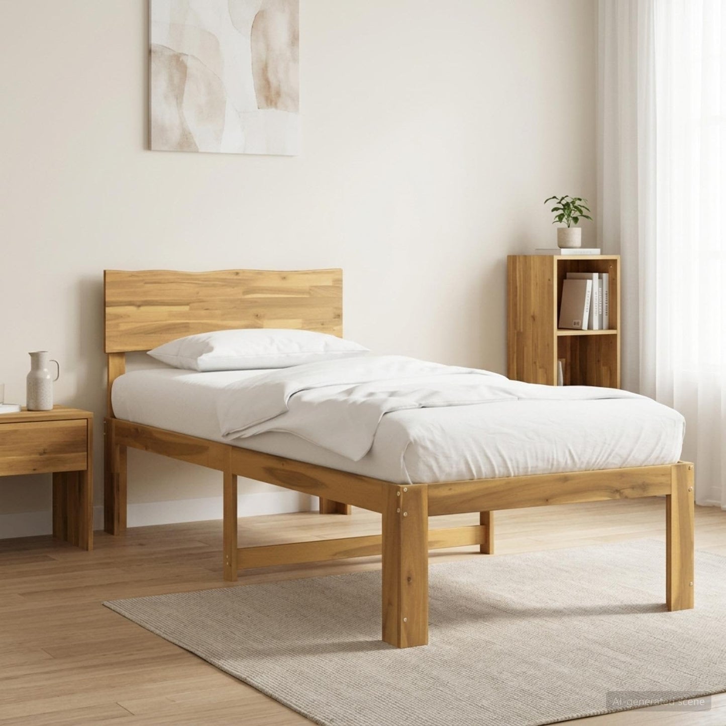 Single Bed Frame with Headboard ROSTOCK White 80 x 200 cm