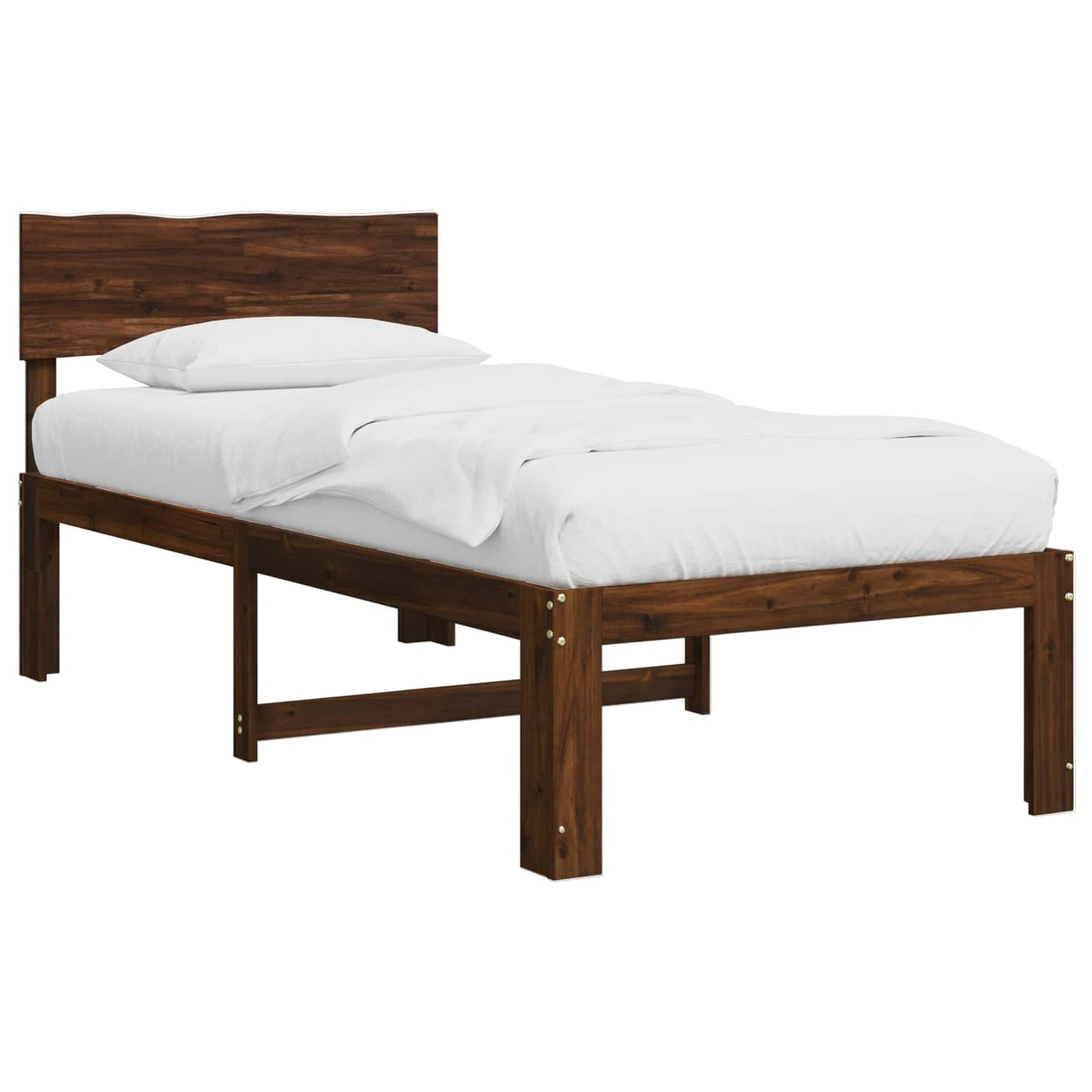 Single Bed Frame with Headboard ROSTOCK Dark Brown 90 x 200 cm