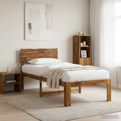 Single Bed Frame with Headboard ROSTOCK Natural 90 x 200 cm