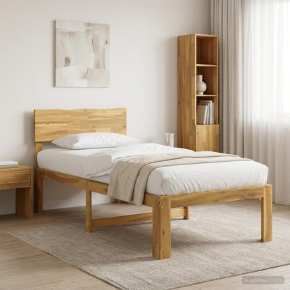 Single Bed Frame with Headboard ROSTOCK White 90 x 200 cm