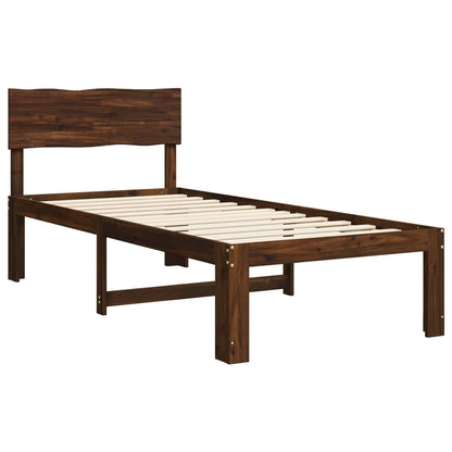 Single Bed Frame with Headboard ROSTOCK Dark Brown 100 x 200 cm