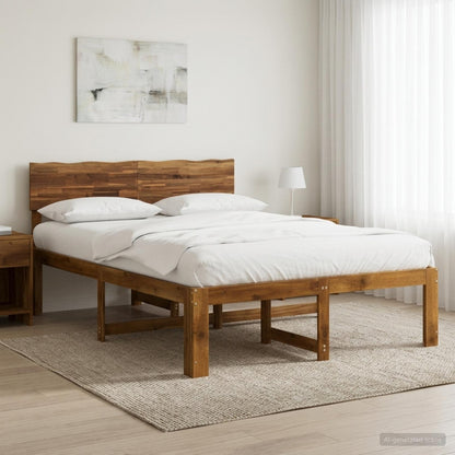 Double Bed Frame with Headboard ROSTOCK Natural 120 x 200 cm