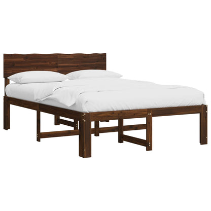 Double Bed Frame with Headboard ROSTOCK Dark Brown 140 x 200 cm