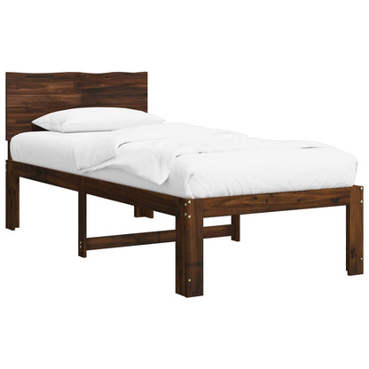 Single Bed Frame with Headboard ROSTOCK Dark Brown 75 x 190 cm