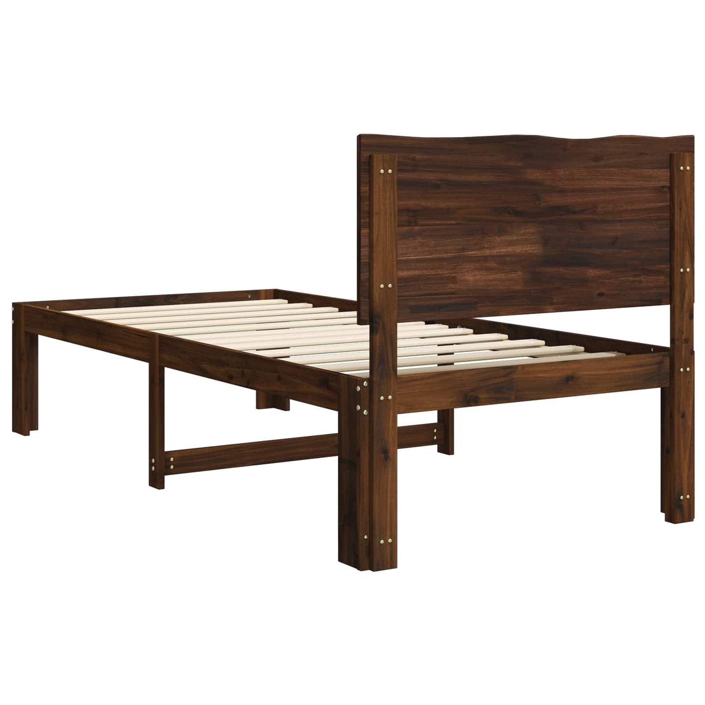 Single Bed Frame with Headboard ROSTOCK Dark Brown 75 x 190 cm