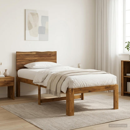 Single Bed Frame with Headboard ROSTOCK Natural 75 x 190 cm