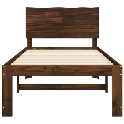 Single Bed Frame with Headboard ROSTOCK Dark Brown 90 x 190 cm