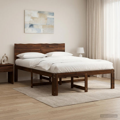 Double Bed Frame with Headboard ROSTOCK Dark Brown 120 x 190 cm