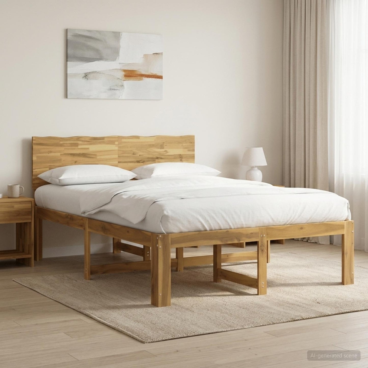 Double Bed Frame with Headboard ROSTOCK White 120 x 190 cm