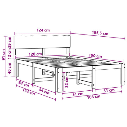 Double Bed Frame with Headboard ROSTOCK White 120 x 190 cm