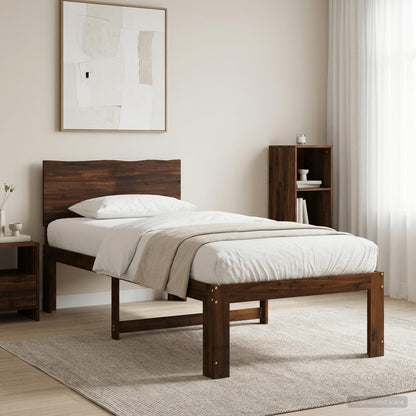 Single Bed Frame with Headboard ROSTOCK Dark Brown 80 x 200 cm