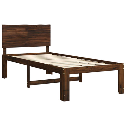 Single Bed Frame with Headboard ROSTOCK Dark Brown 80 x 200 cm