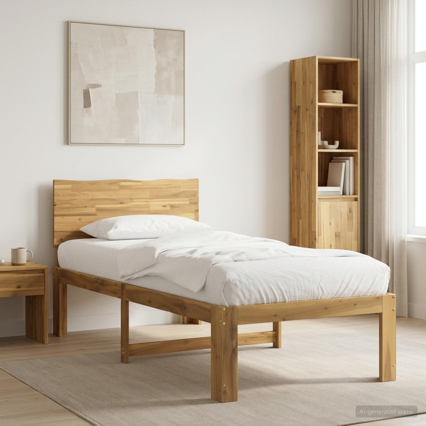 Single Bed Frame with Headboard ROSTOCK White 80 x 200 cm