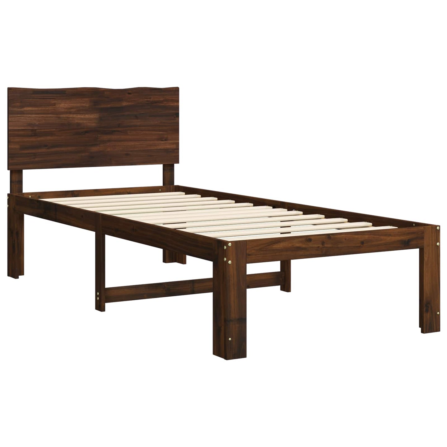 Single Bed Frame with Headboard ROSTOCK Dark Brown 90 x 200 cm