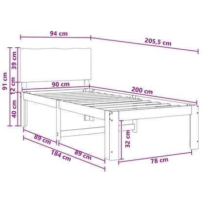 Single Bed Frame with Headboard ROSTOCK White 90 x 200 cm