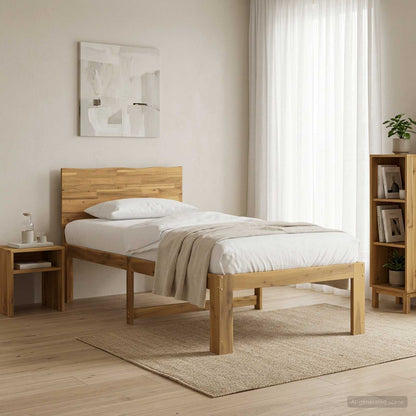 Single Bed Frame with Headboard ROSTOCK White 100 x 200 cm