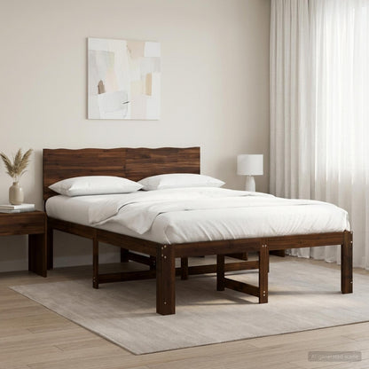 Double Bed Frame with Headboard ROSTOCK Dark Brown 120 x 200 cm