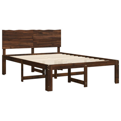 Double Bed Frame with Headboard ROSTOCK Dark Brown 120 x 200 cm