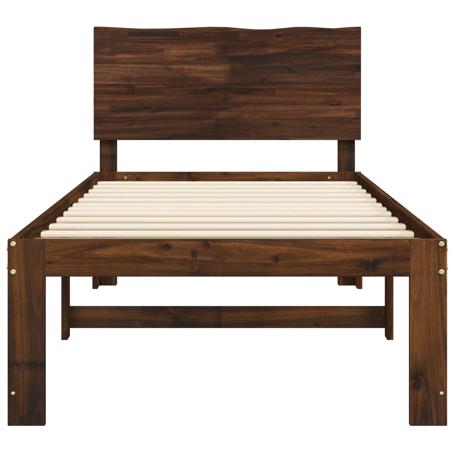 Single Bed Frame with Headboard ROSTOCK Dark Brown 75 x 190 cm