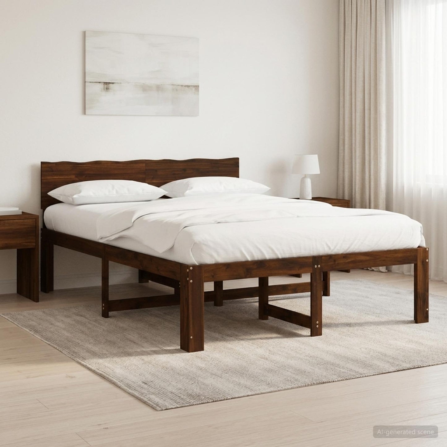 Double Bed Frame with Headboard ROSTOCK Dark Brown 120 x 190 cm