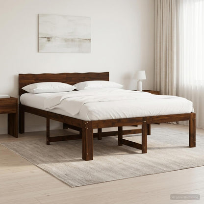 Double Bed Frame with Headboard ROSTOCK Dark Brown 120 x 190 cm