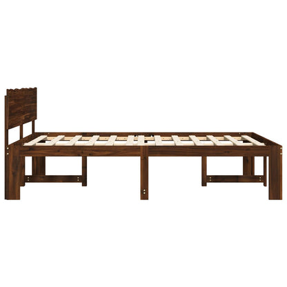 Double Bed Frame with Headboard ROSTOCK Dark Brown 135 x 190 cm
