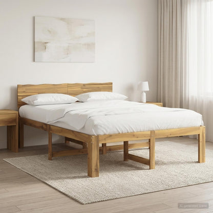 Double Bed Frame with Headboard ROSTOCK White 135 x 190 cm