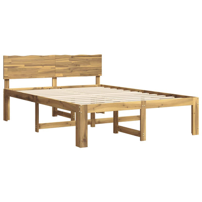 Double Bed Frame with Headboard ROSTOCK White 135 x 190 cm