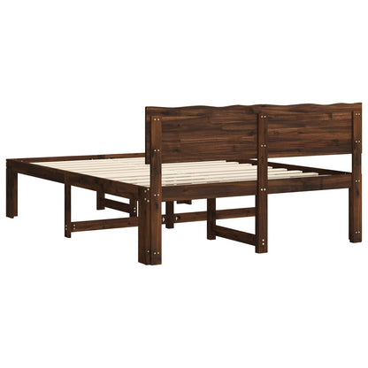 Double Bed Frame with Headboard ROSTOCK Dark Brown 140 x 190 cm