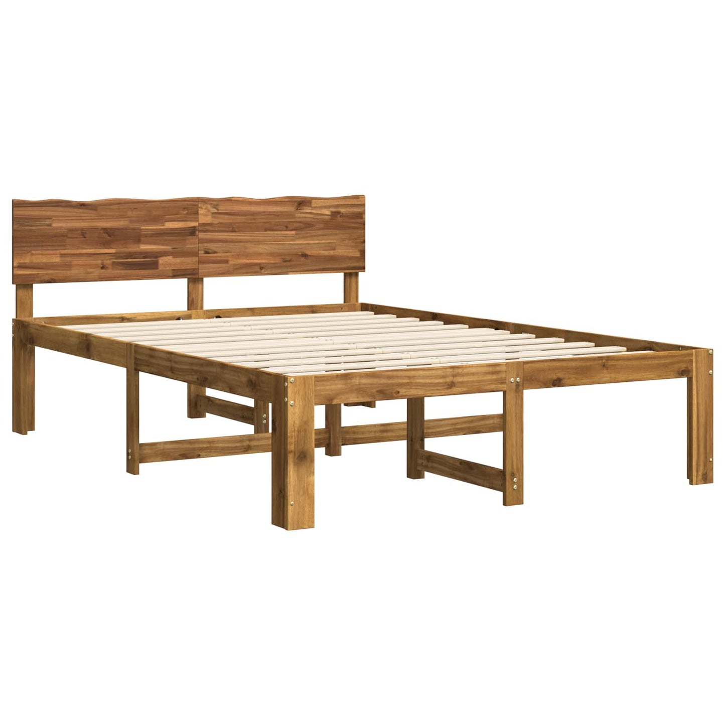 Double Bed Frame with Headboard ROSTOCK Natural 140 x 190 cm