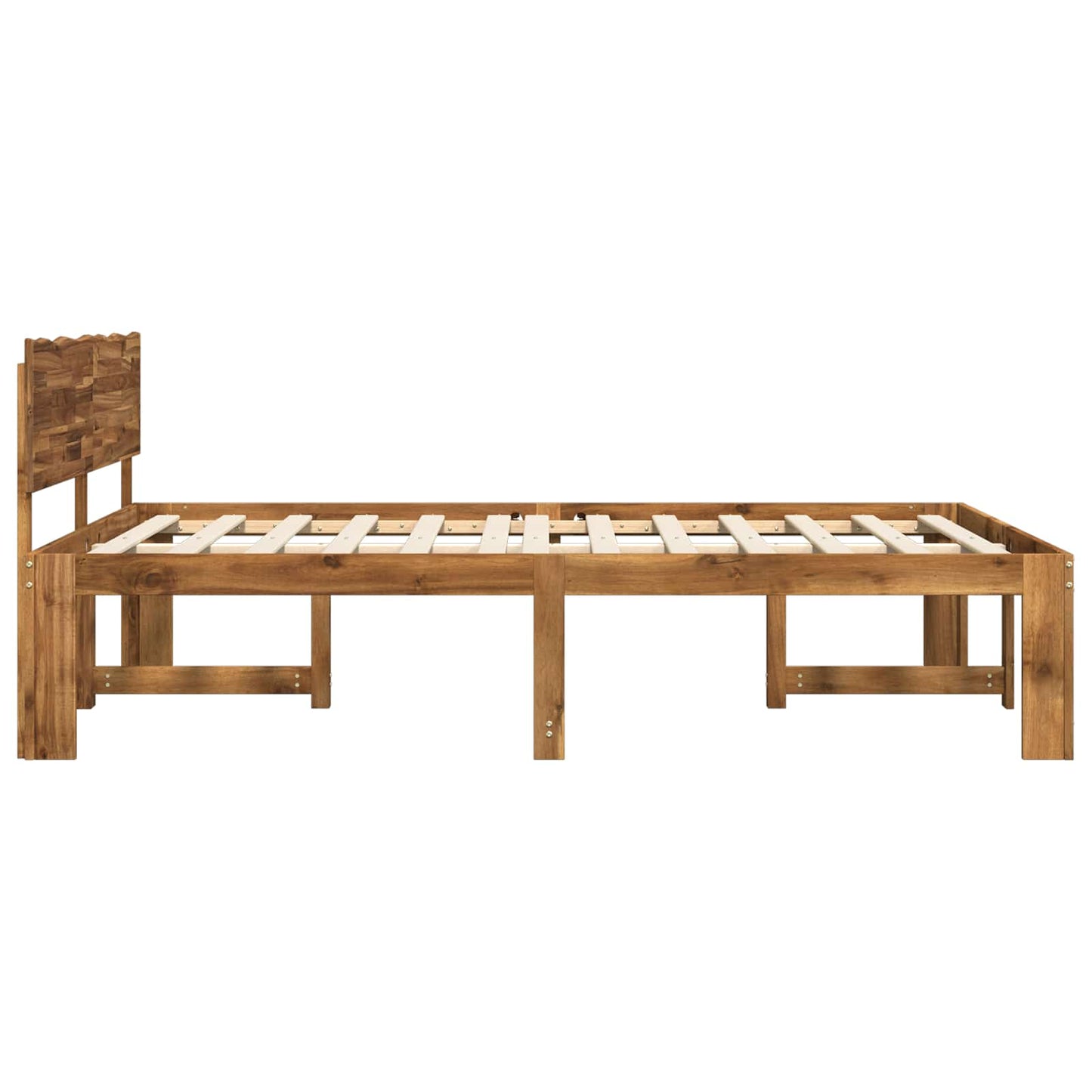 Double Bed Frame with Headboard ROSTOCK Natural 140 x 190 cm