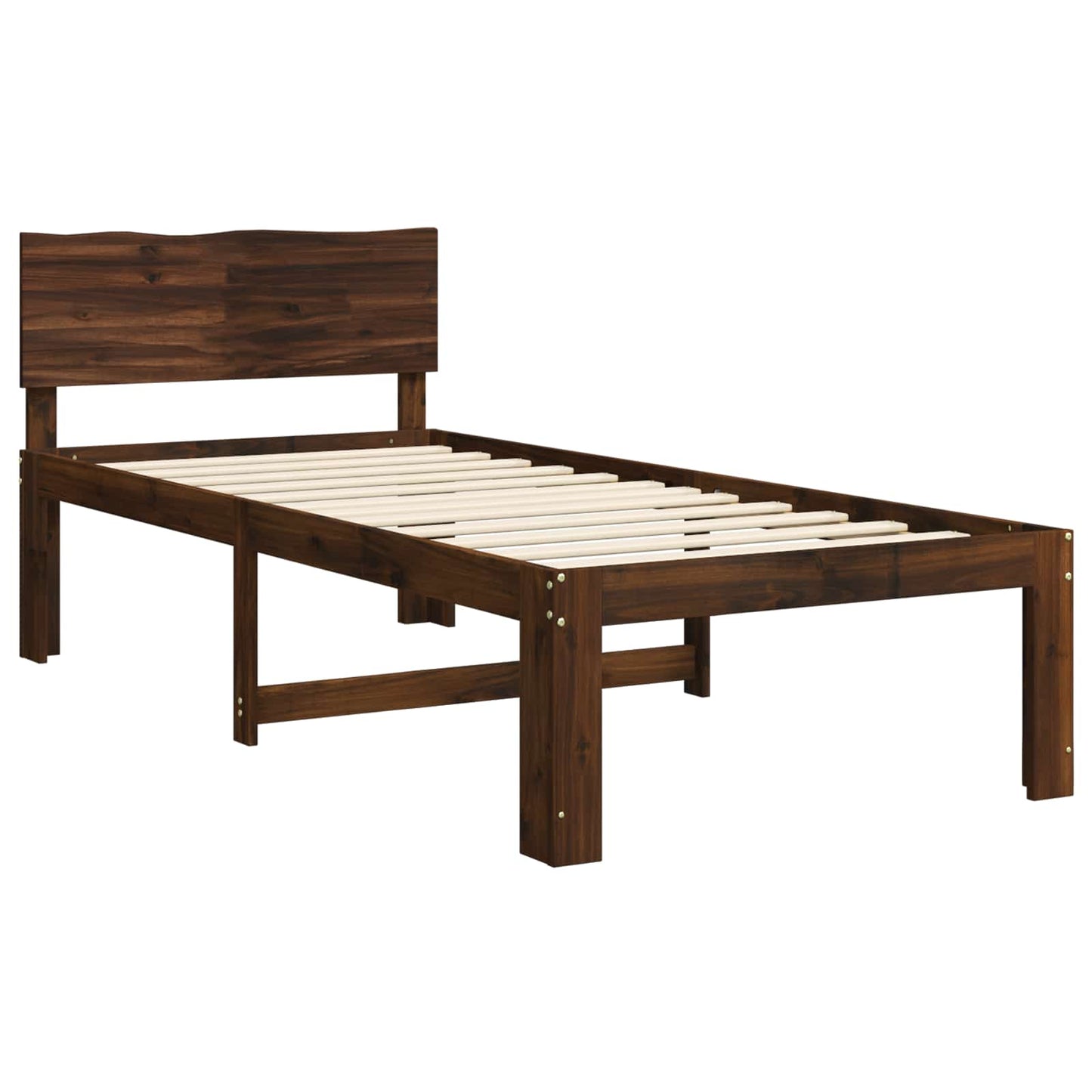Single Bed Frame with Headboard ROSTOCK Dark Brown 80 x 200 cm