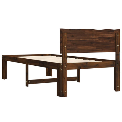 Single Bed Frame with Headboard ROSTOCK Dark Brown 80 x 200 cm