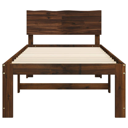 Single Bed Frame with Headboard ROSTOCK Dark Brown 80 x 200 cm