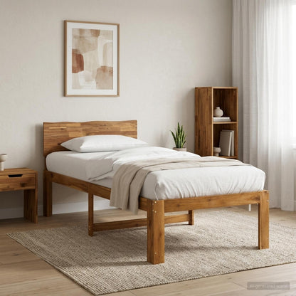 Single Bed Frame with Headboard ROSTOCK Natural 80 x 200 cm