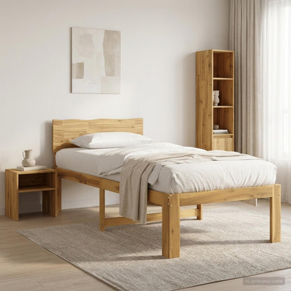 Single Bed Frame with Headboard ROSTOCK White 90 x 200 cm