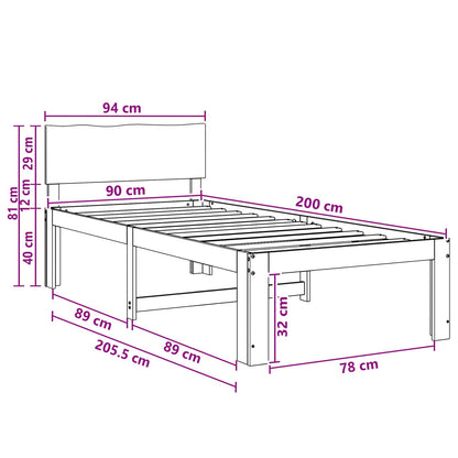 Single Bed Frame with Headboard ROSTOCK White 90 x 200 cm