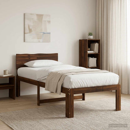 Single Bed Frame with Headboard ROSTOCK Dark Brown 100 x 200 cm
