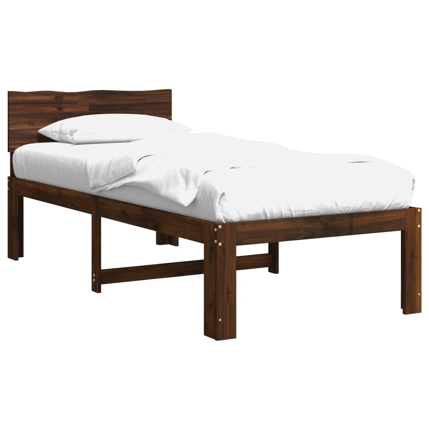 Single Bed Frame with Headboard ROSTOCK Dark Brown 100 x 200 cm